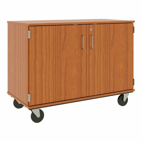 I.D. Systems 36'' Tall Medium Cherry Mobile Cubbie Storage Cart with Locking Doors 80240F36003 538240F36003